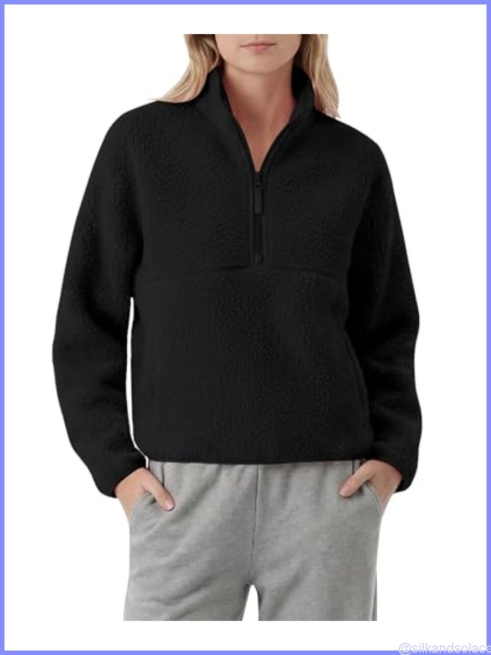 Lightweight Half Zip Fleece Sweatshirt Pullover Tops with Zipper Pockets
